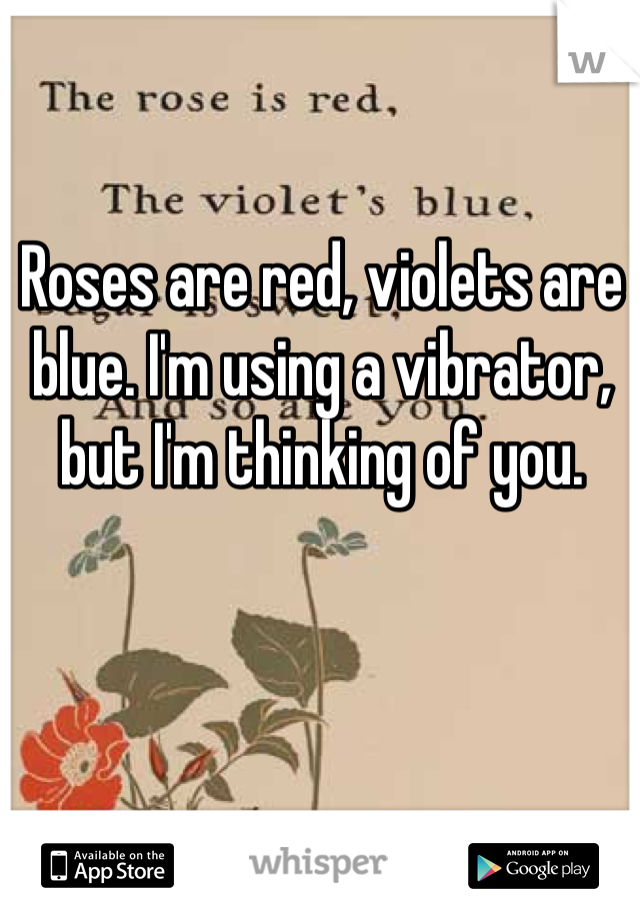 Roses are red, violets are blue. I'm using a vibrator, but I'm thinking of you.