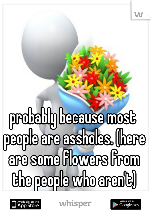 probably because most people are assholes. (here are some flowers from the people who aren't)