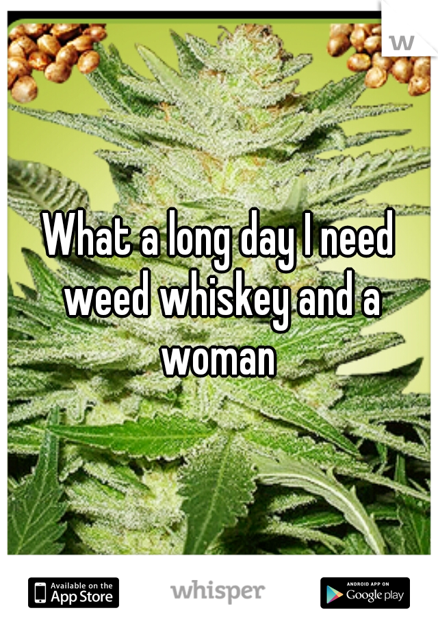 What a long day I need weed whiskey and a woman 