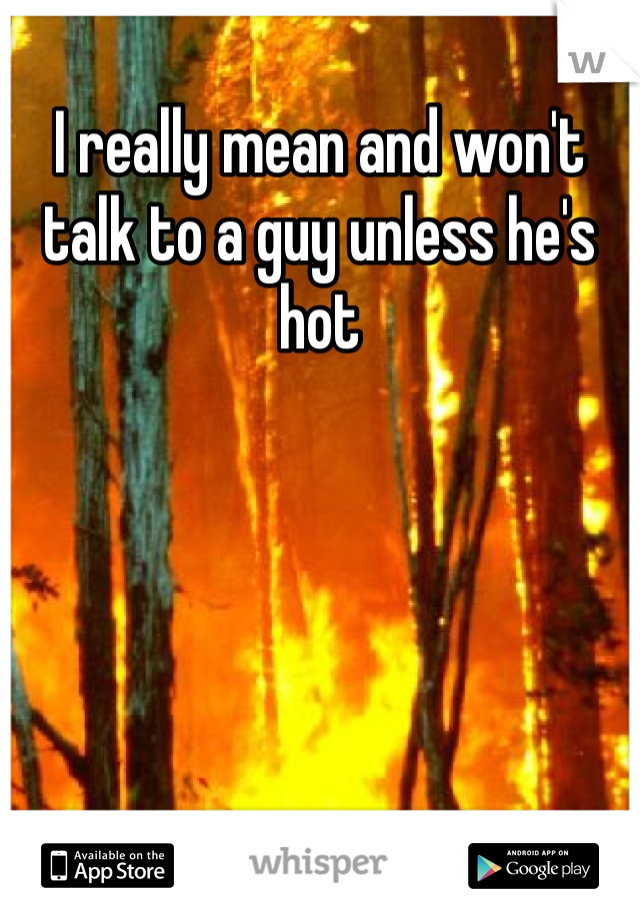 I really mean and won't talk to a guy unless he's hot