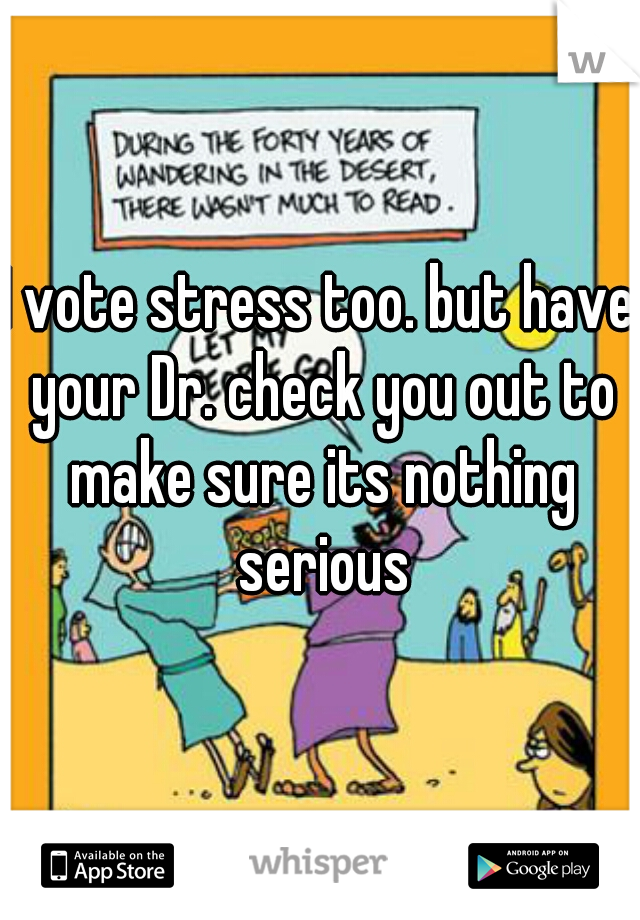 I vote stress too. but have your Dr. check you out to make sure its nothing serious