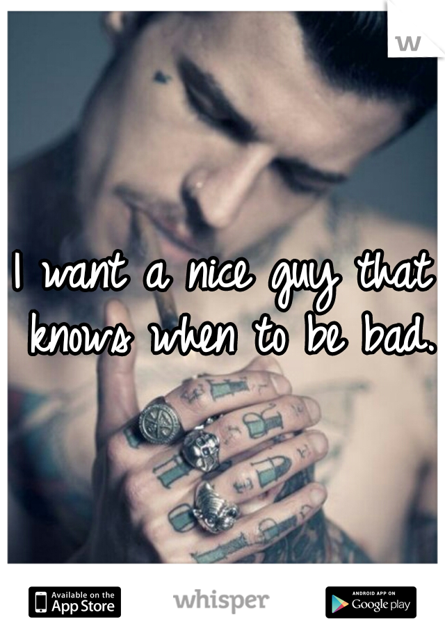 I want a nice guy that knows when to be bad.