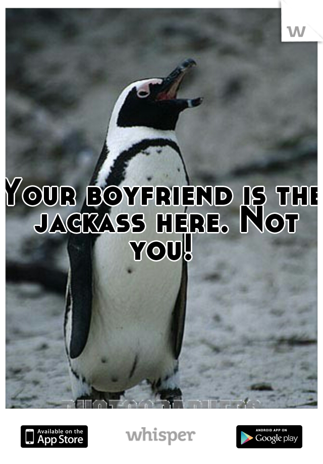 Your boyfriend is the jackass here. Not you! 