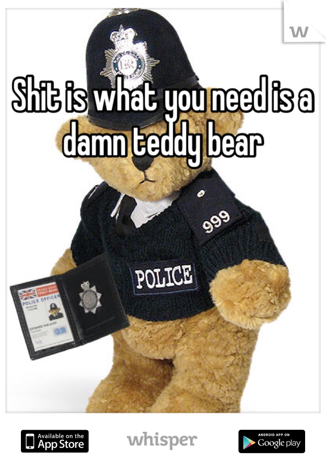 Shit is what you need is a damn teddy bear