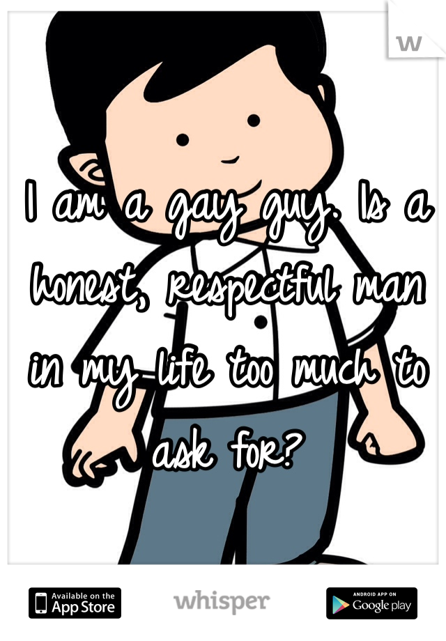 I am a gay guy. Is a honest, respectful man in my life too much to ask for?