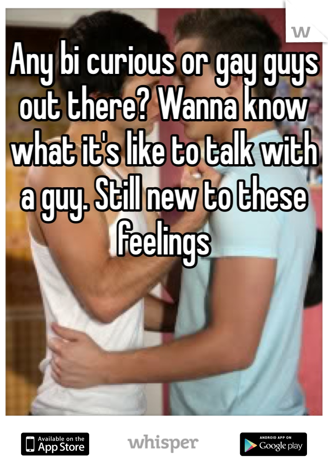 Any bi curious or gay guys out there? Wanna know what it's like to talk with a guy. Still new to these feelings 