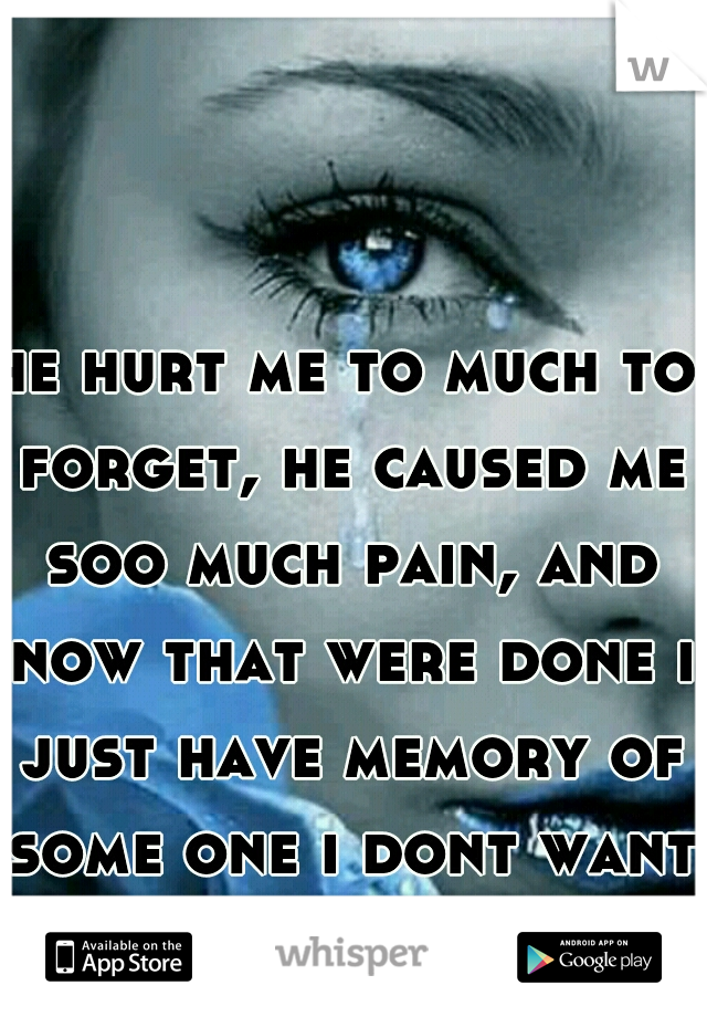 he hurt me to much to forget, he caused me soo much pain, and now that were done i just have memory of some one i dont want to remeber 