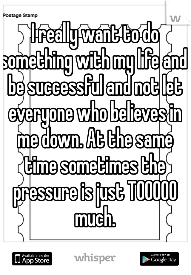 I really want to do something with my life and be successful and not let everyone who believes in me down. At the same time sometimes the pressure is just TOOOOO much. 