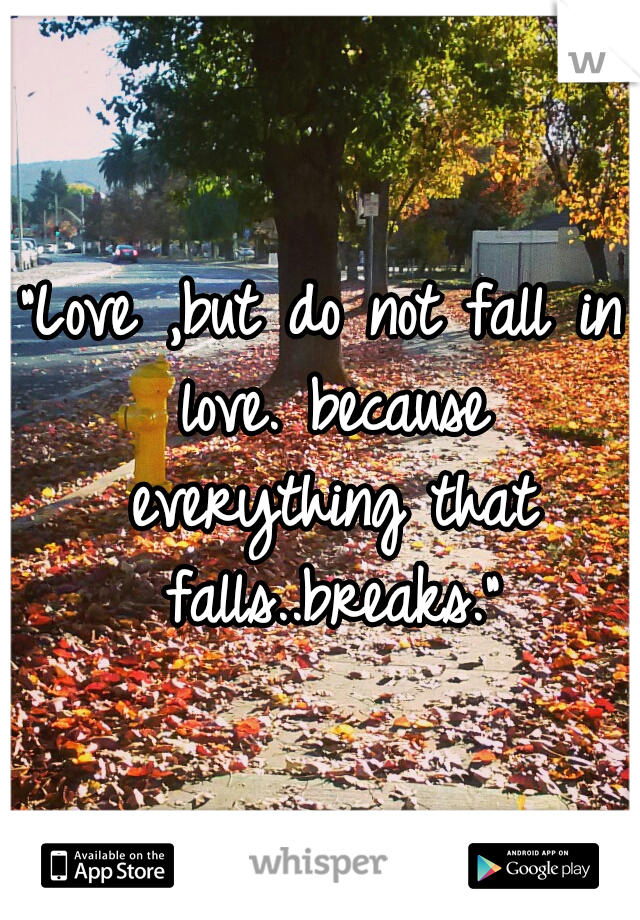 "Love ,but do not fall in love. because everything that falls..breaks."