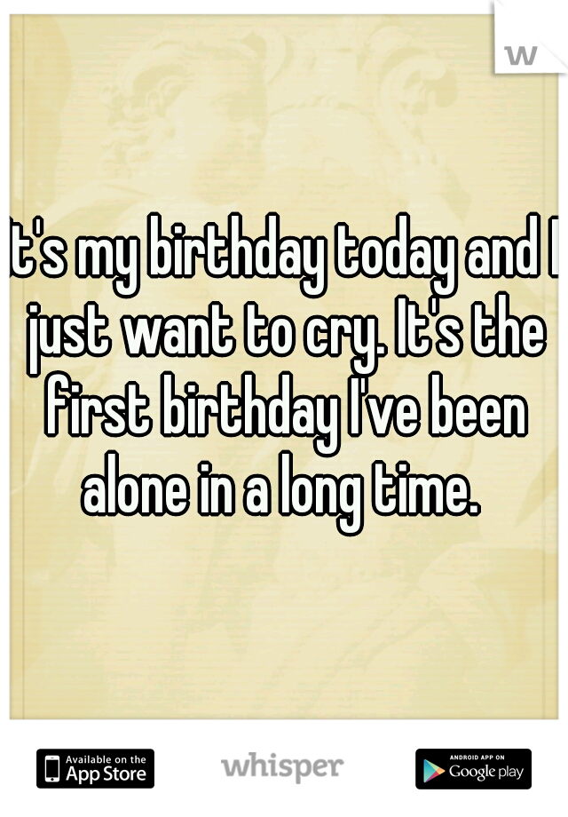 It's my birthday today and I just want to cry. It's the first birthday I've been alone in a long time. 