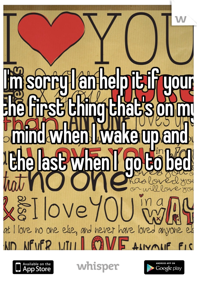 I'm sorry I an help it if your the first thing that's on my mind when I wake up and the last when I  go to bed 