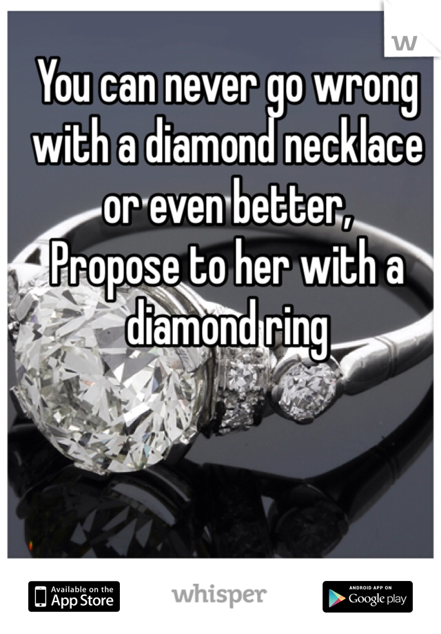 You can never go wrong with a diamond necklace or even better, 
Propose to her with a diamond ring 
