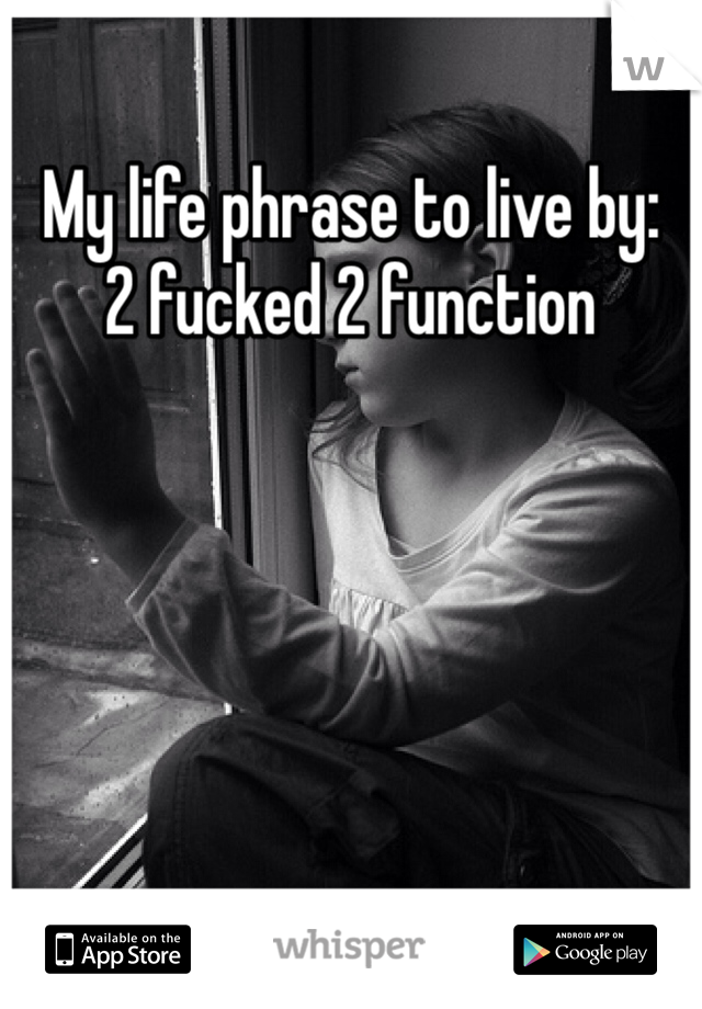 My life phrase to live by:
2 fucked 2 function 