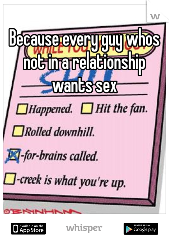 Because every guy whos not in a relationship wants sex