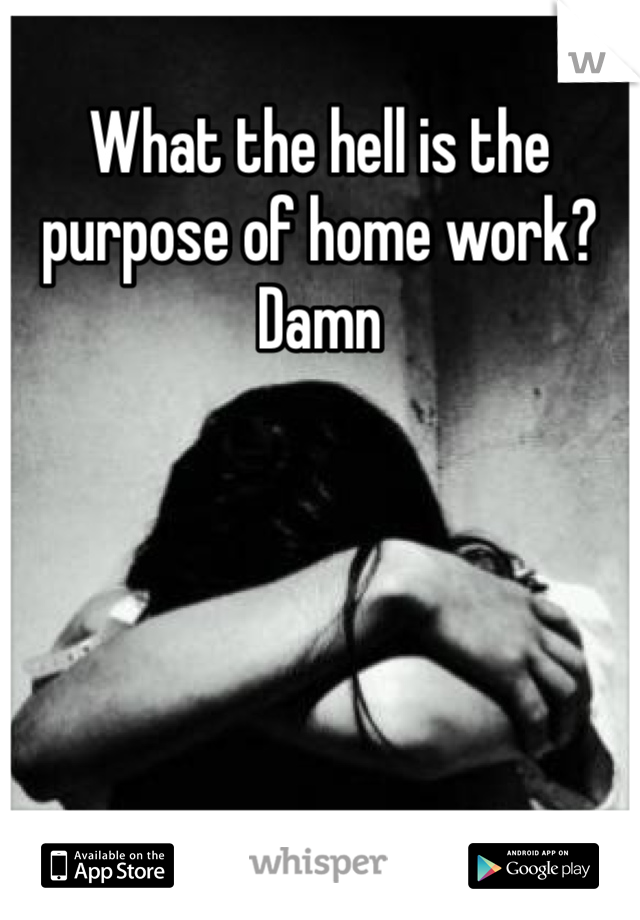 What the hell is the purpose of home work?  Damn