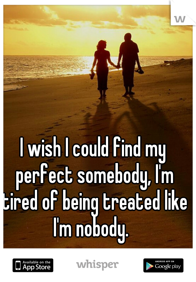 I wish I could find my perfect somebody, I'm tired of being treated like I'm nobody.  