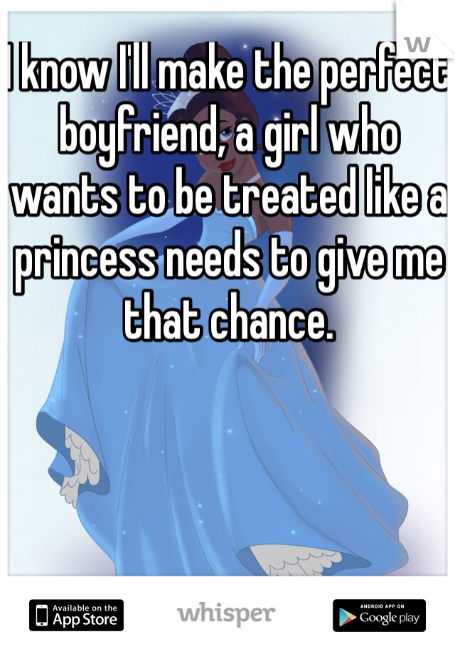 I know I'll make the perfect boyfriend, a girl who wants to be treated like a princess needs to give me that chance. 