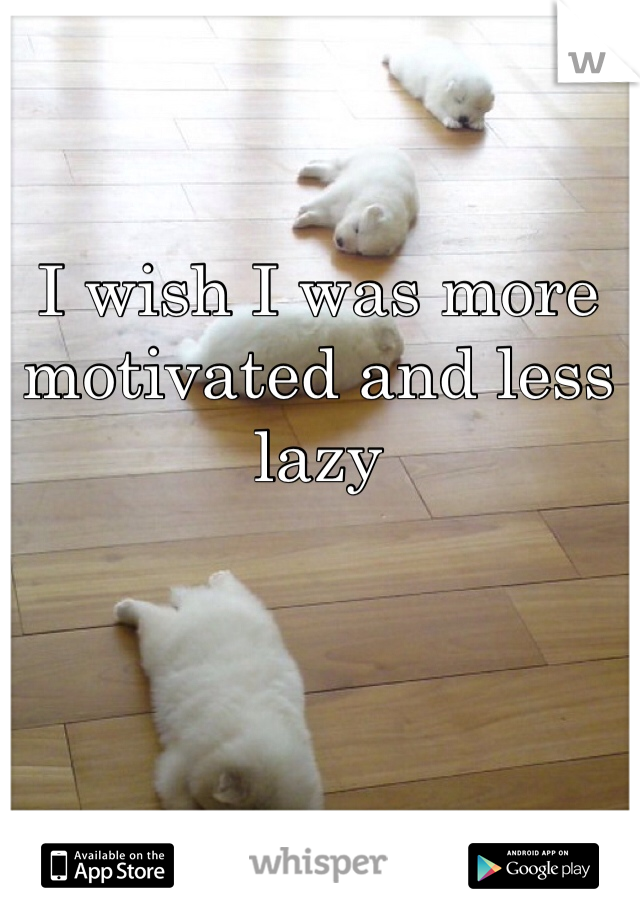 I wish I was more motivated and less lazy