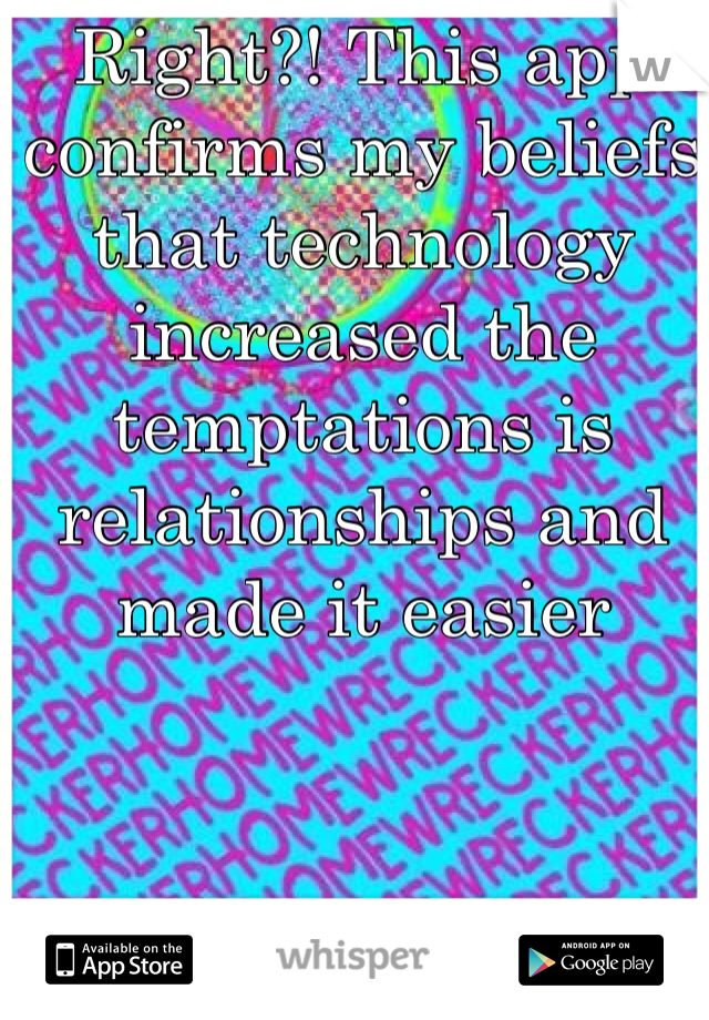 Right?! This app confirms my beliefs that technology increased the temptations is relationships and made it easier 