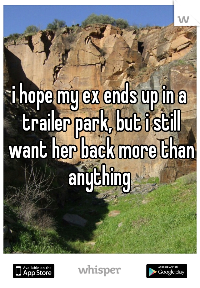 i hope my ex ends up in a trailer park, but i still want her back more than anything 