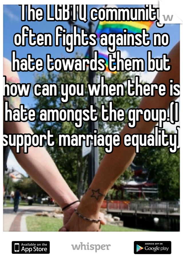 The LGBTQ community often fights against no hate towards them but how can you when there is hate amongst the group.(I support marriage equality)