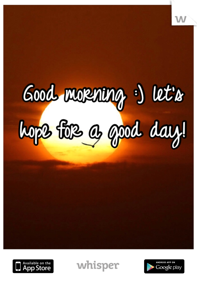 Good morning :) let's hope for a good day! 