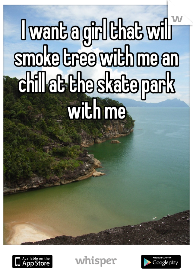 I want a girl that will smoke tree with me an chill at the skate park with me 