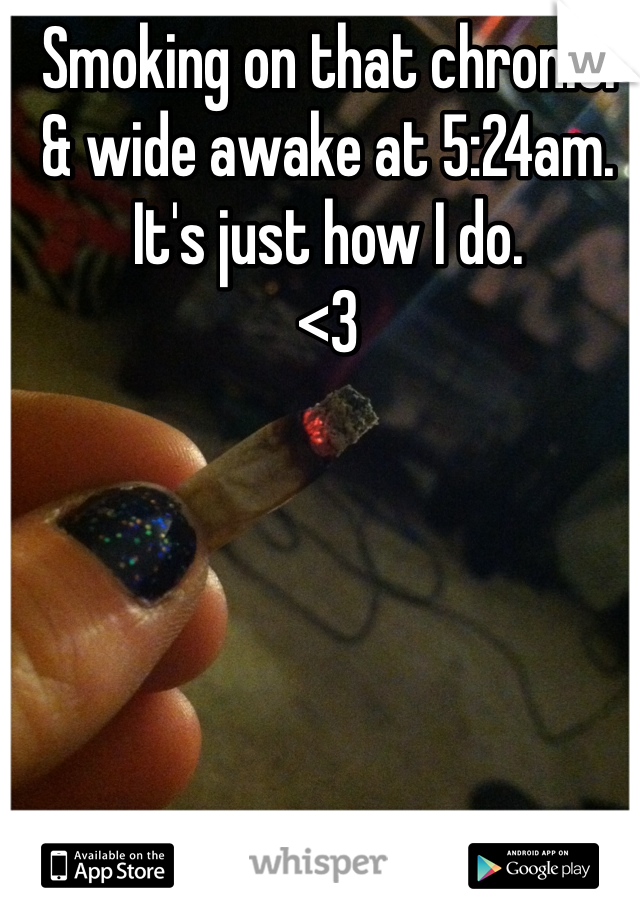 Smoking on that chronic.
& wide awake at 5:24am.
It's just how I do.
<3