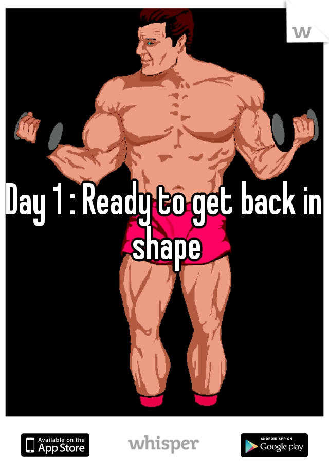 Day 1 : Ready to get back in shape