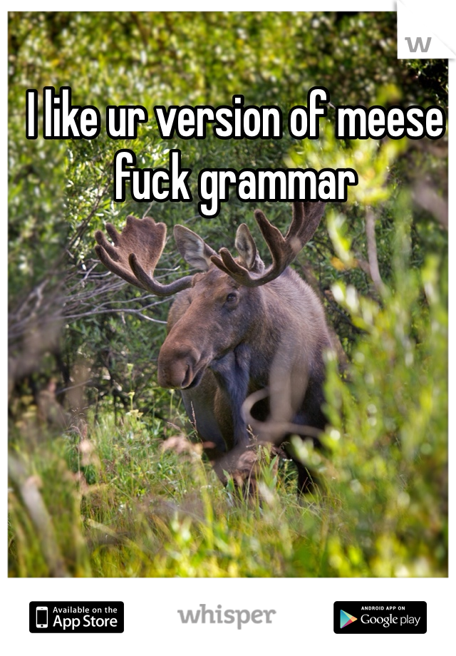 I like ur version of meese fuck grammar