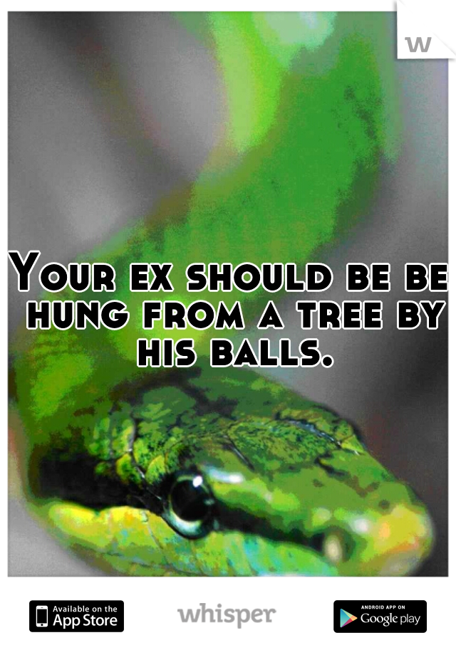 Your ex should be be hung from a tree by his balls.