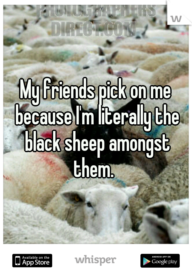 My friends pick on me because I'm literally the black sheep amongst them.  