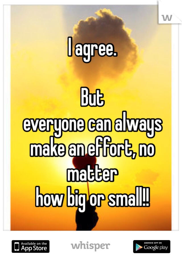 I agree.

But
everyone can always
make an effort, no matter
how big or small!!