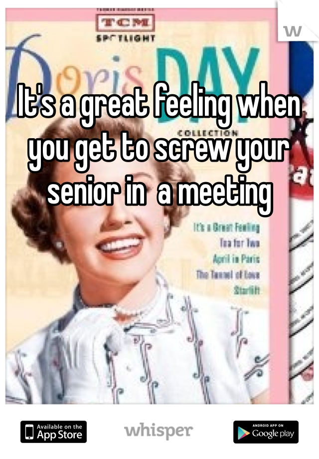 It's a great feeling when you get to screw your senior in  a meeting