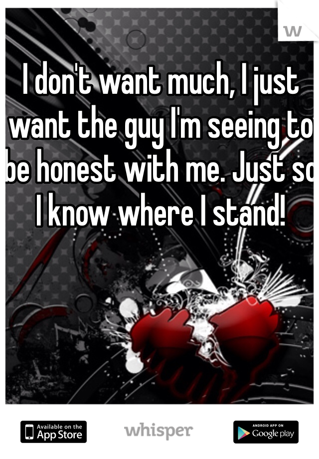 I don't want much, I just want the guy I'm seeing to be honest with me. Just so I know where I stand!