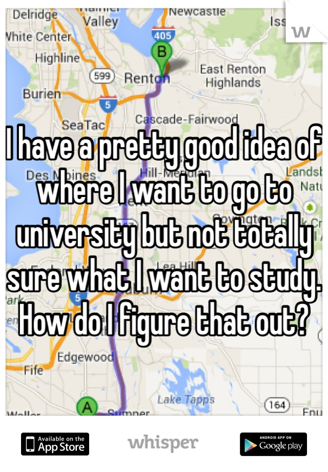 I have a pretty good idea of where I want to go to university but not totally sure what I want to study. How do I figure that out?