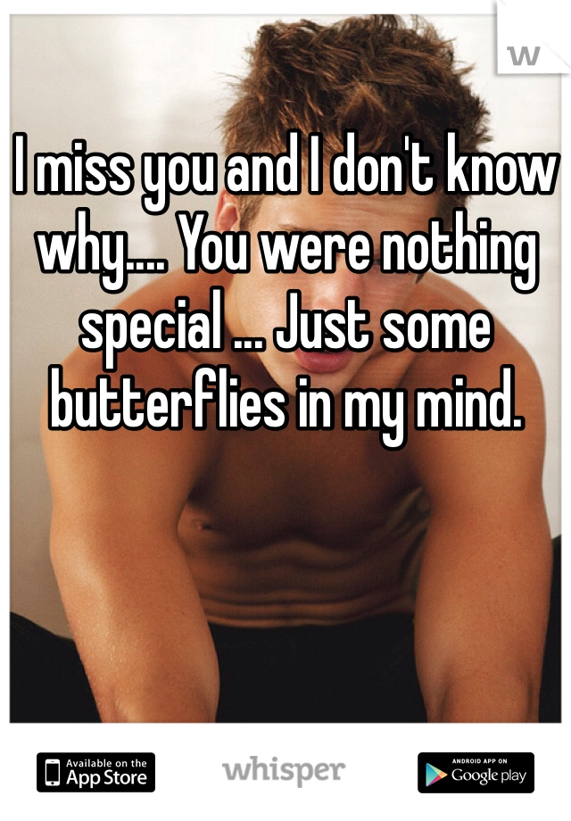 I miss you and I don't know why.... You were nothing special ... Just some butterflies in my mind.