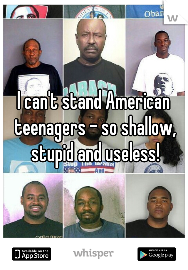 I can't stand American teenagers - so shallow, stupid and useless!