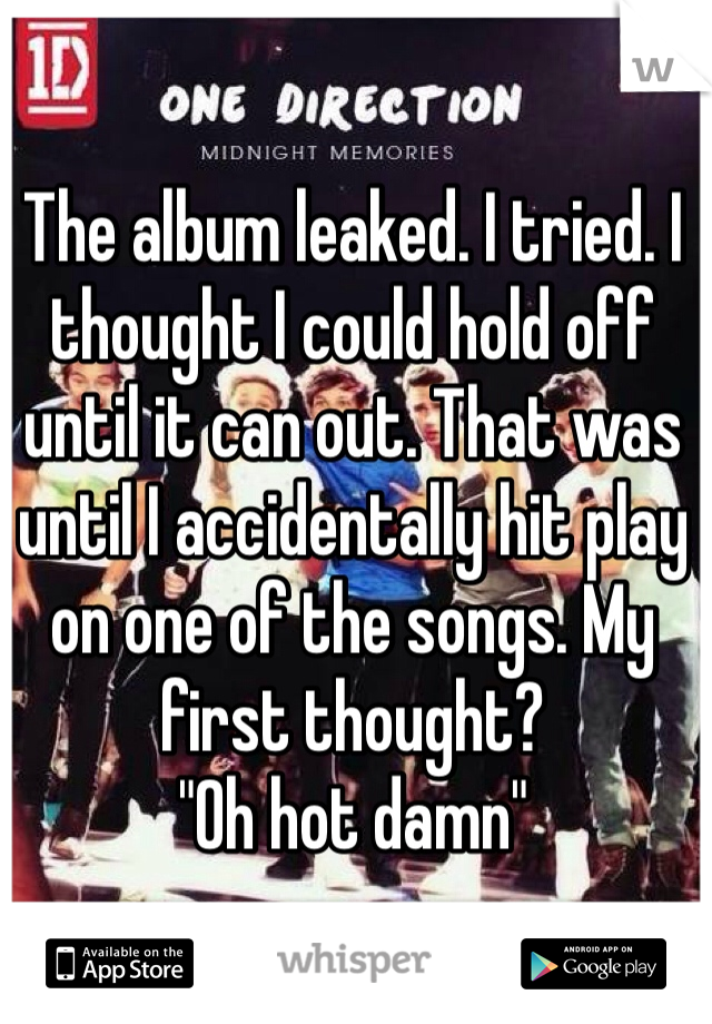 The album leaked. I tried. I thought I could hold off until it can out. That was until I accidentally hit play on one of the songs. My first thought?
"Oh hot damn"