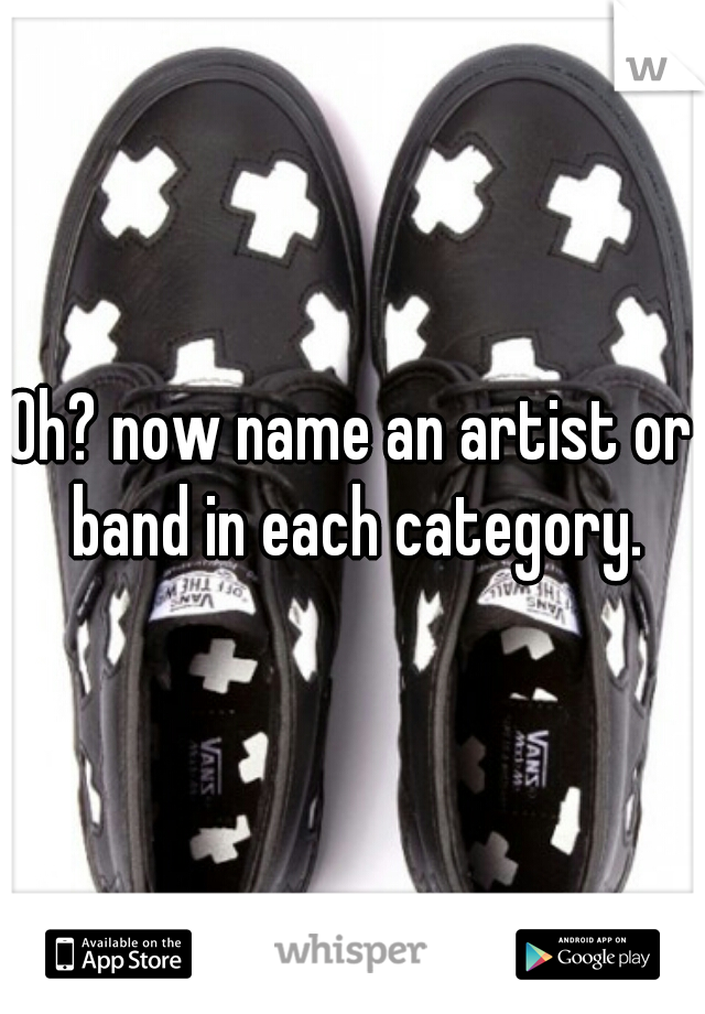 Oh? now name an artist or band in each category.