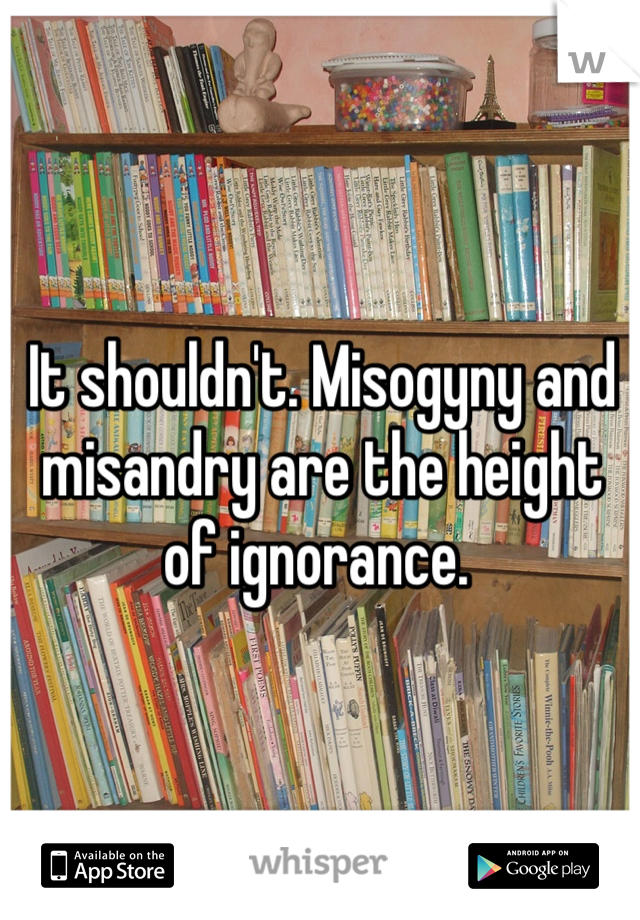 It shouldn't. Misogyny and misandry are the height of ignorance. 