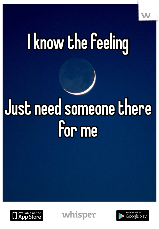 I know the feeling 


Just need someone there for me 