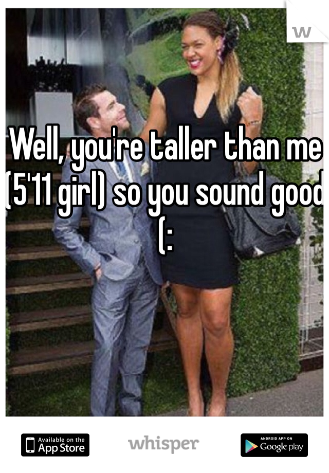 Well, you're taller than me (5'11 girl) so you sound good (: 