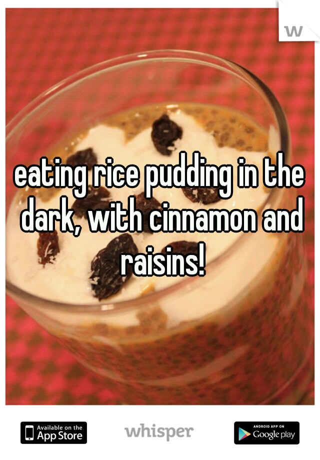 eating rice pudding in the dark, with cinnamon and raisins!