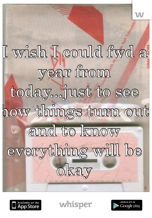 I wish I could fwd a year from today...just to see how things turn out and to know everything will be okay