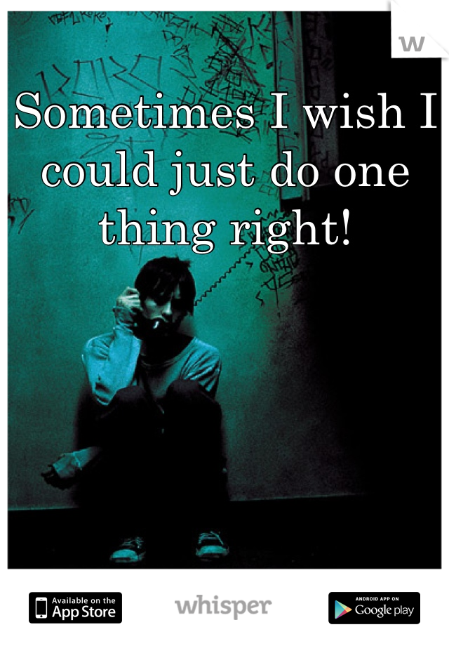 Sometimes I wish I could just do one thing right!