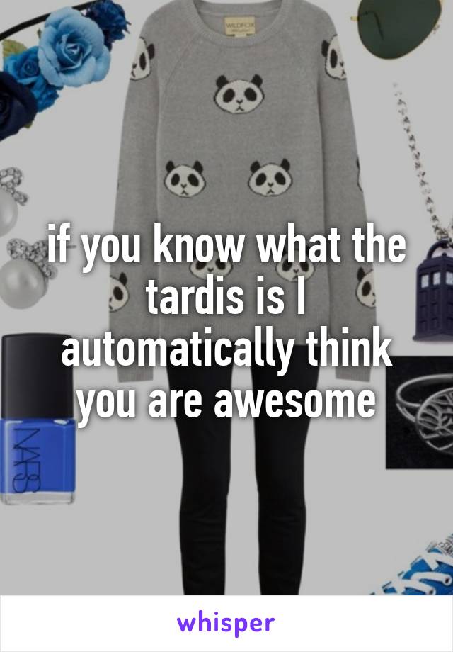 if you know what the tardis is I automatically think you are awesome