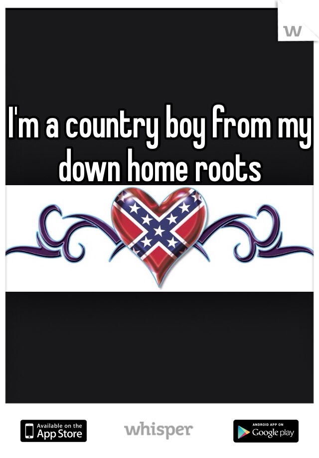 I'm a country boy from my down home roots