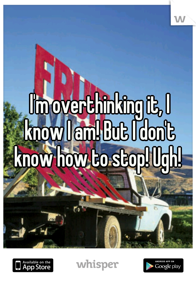 I'm overthinking it, I
know I am! But I don't
know how to stop! Ugh! 