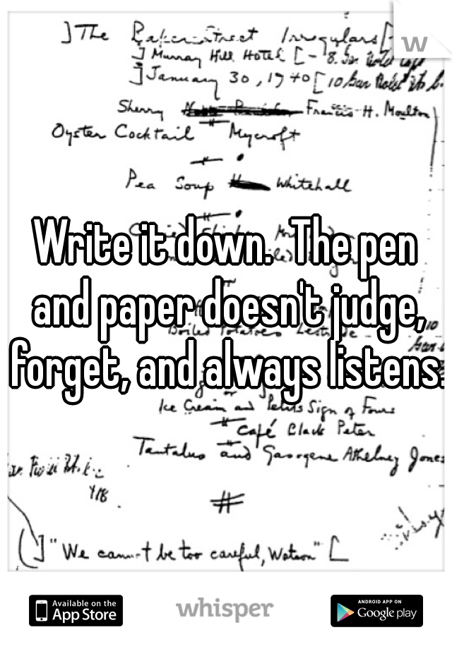 Write it down.  The pen and paper doesn't judge, forget, and always listens.